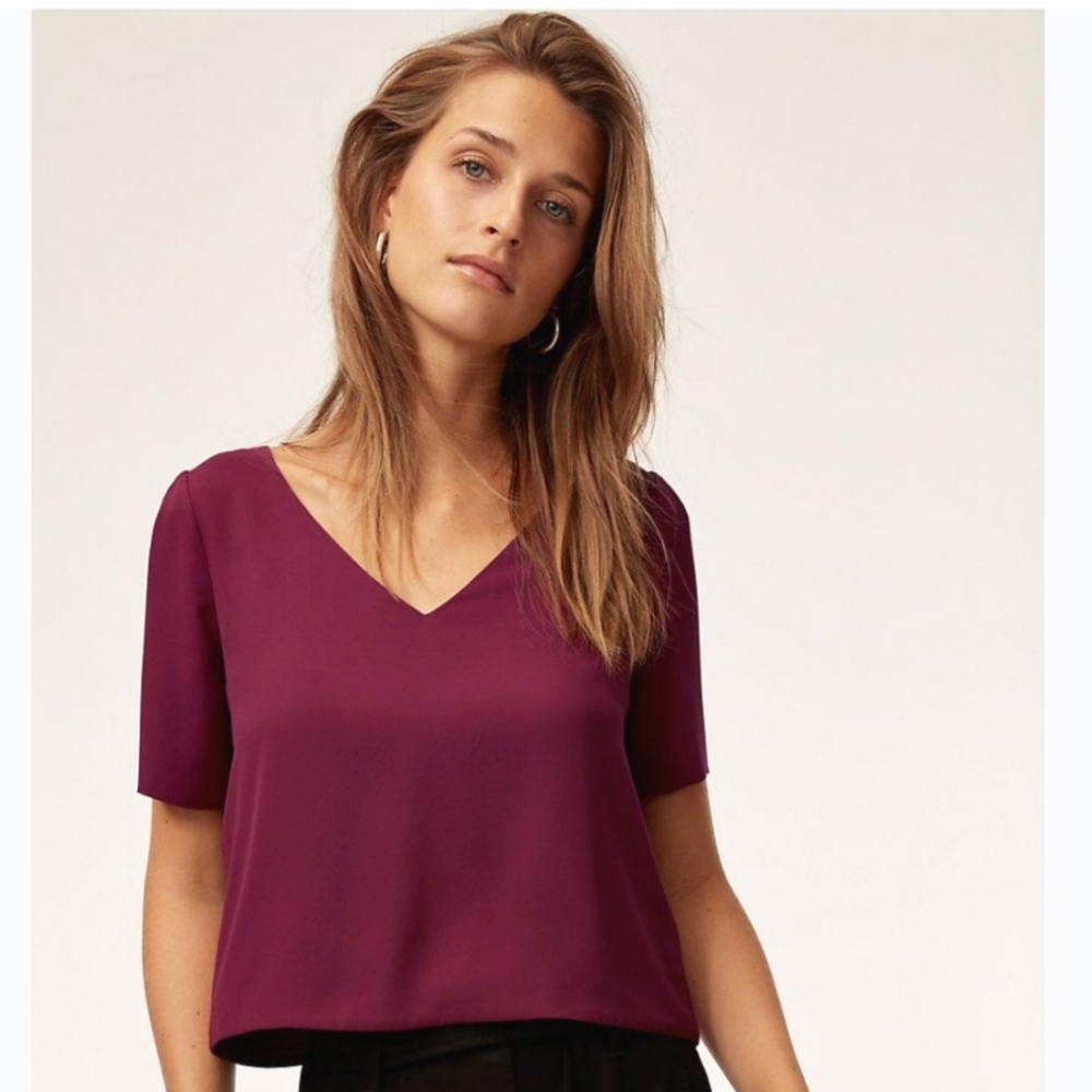 Aritzia Babaton Randy Blouse in Burgundy